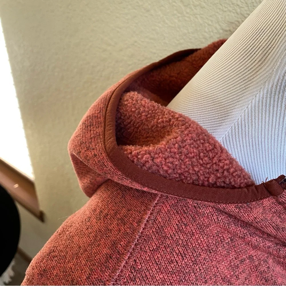 L.L.Bean Burnt Orange Hooded Jacket Full Zip Sweater Fleece Technical Knit: L